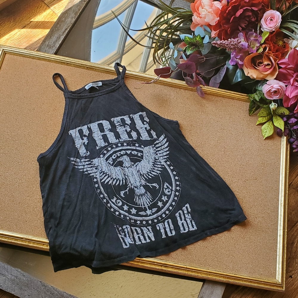 Charlotte Russe "Born Free" Acid Wash Crop Tank